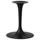 Black modern table stand, tall sleek column, circular base & top.