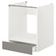 White ENHET oven cabinet with grey drawer, modern design, metal rails, 10-year guarantee.