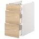 White ENHET kitchen cabinet with 3 wooden drawers open for easy access.