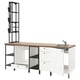 ENHET kitchen set: white cabinets, light wood top, black accents. Includes sink, shelves, and storage.