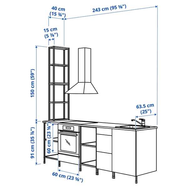 Illustration with measurements for the product: ENHET.