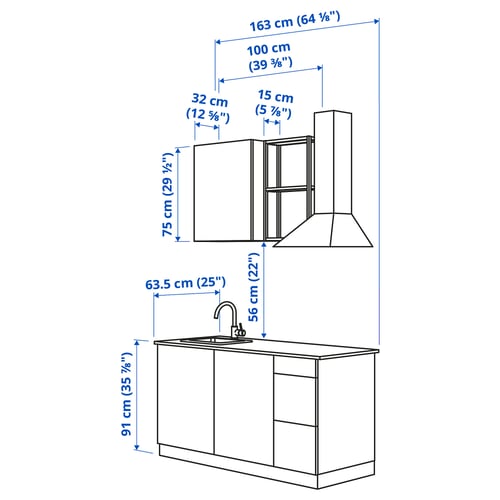 Illustration with measurements for the product: ENHET.