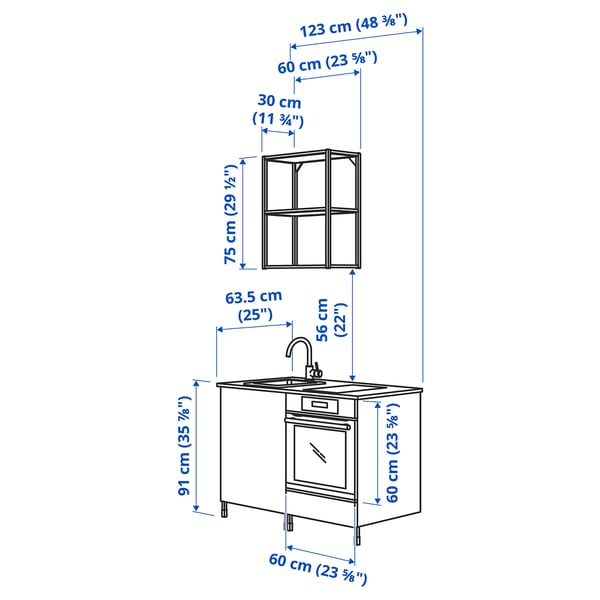 Illustration with measurements for the product: ENHET.