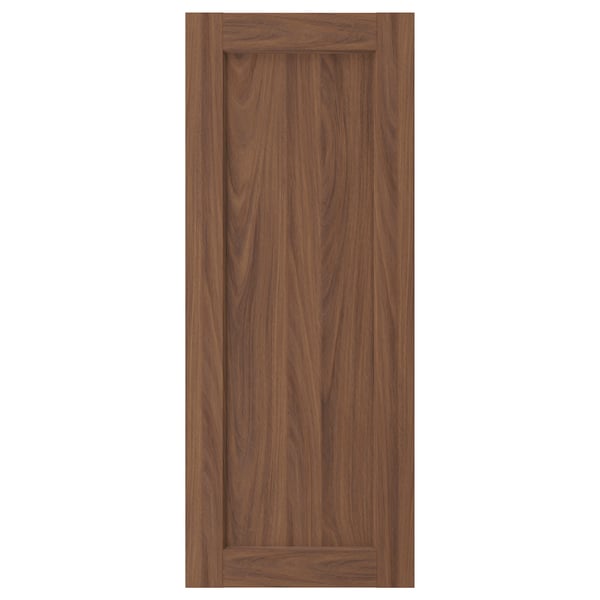 ENKÖPING: brown walnut, wooden cabinet door with frame, vertical grain, 25-year warranty.