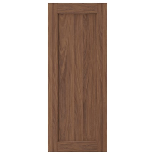 ENKÖPING: brown walnut, wooden cabinet door with frame, vertical grain, 25-year warranty.