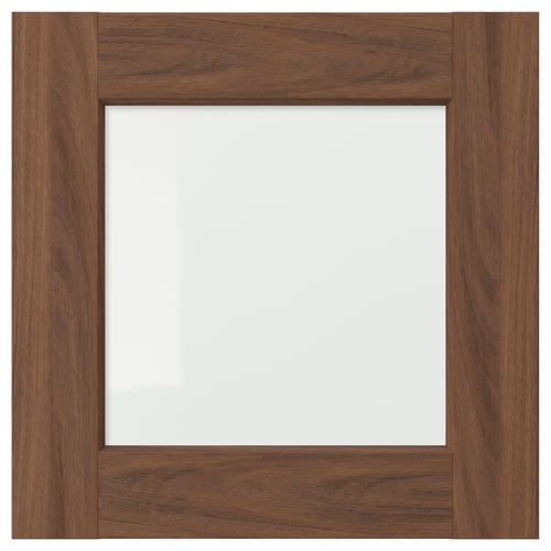 ENKÖPING: brown walnut wood look, square, with clear glass centre.