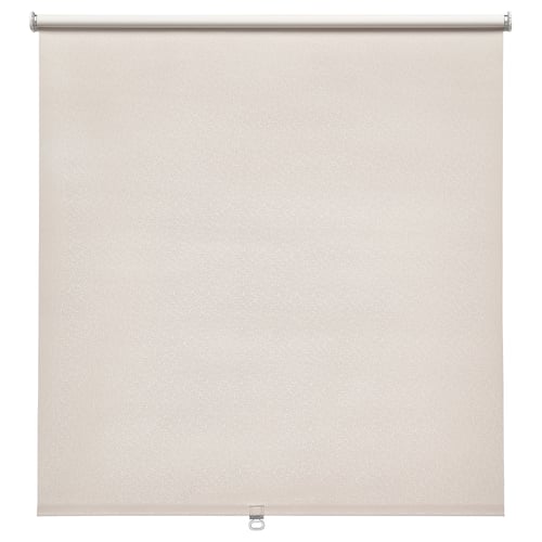 FÖNSTERBLAD beige roller blind, circular pattern, cordless, light-blocking, polyester.