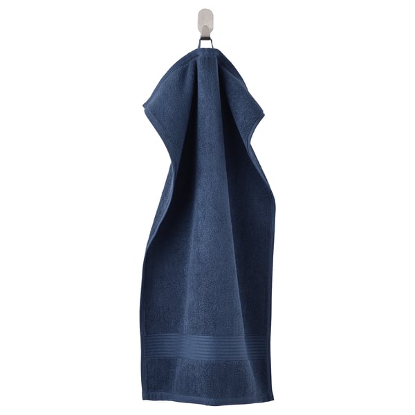 Dark blue FREDRIKSJÖN towel, thick, cotton, hanging, rectangular.