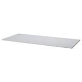 A GRÅSALA tabletop. Its light grey, rectangular, and made of particleboard with melamine foil and plastic edging.