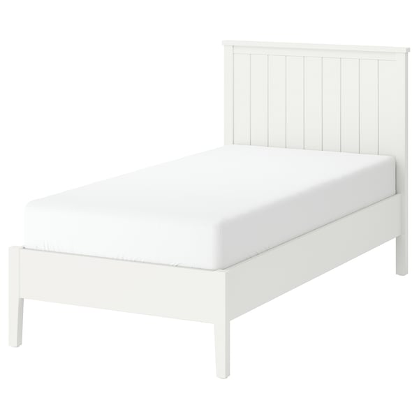 White GULLABERG traditional bed with sturdy wooden legs and slatted base.
