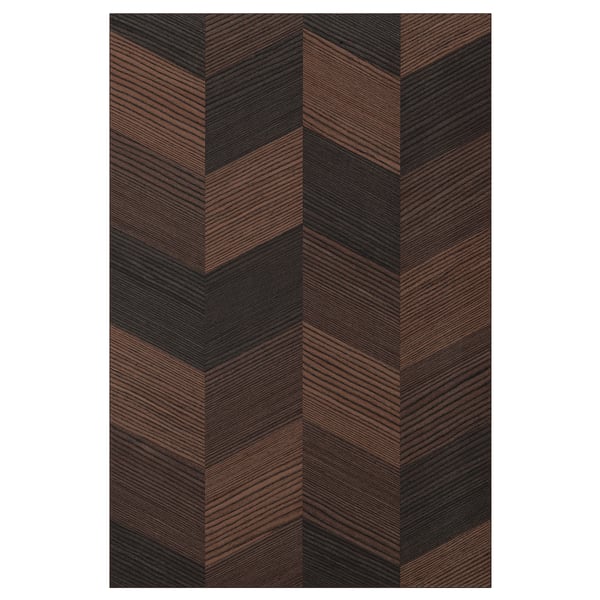 HASSLARP wooden panel, herringbone pattern. Dark brown tones with natural wood grain. Rectangular shape, smooth texture.