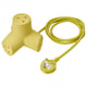 Yellow HORNFELS 4-way power extension cord, angled design, made from polycarbonate plastic.