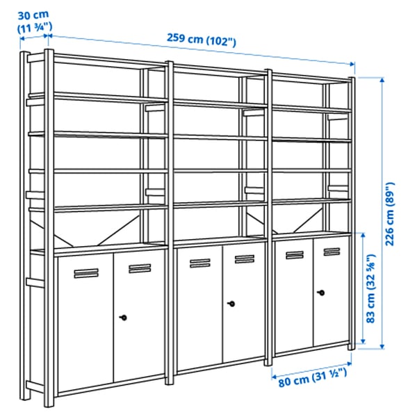 Illustration with measurements for the product: IVAR.
