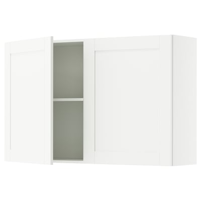 White KNOXHULT kitchen cabinet with glass doors & adjustable shelf