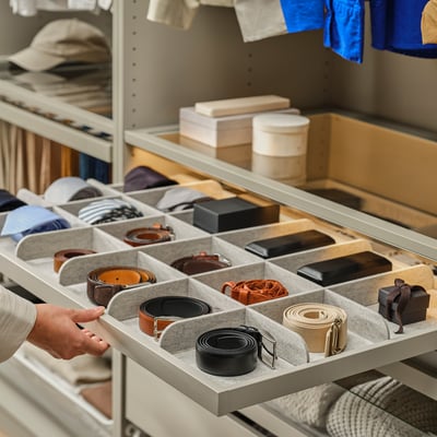 KOMPLEMENT Pull-out tray with divider, grey-beige/light grey, 100x58 cm