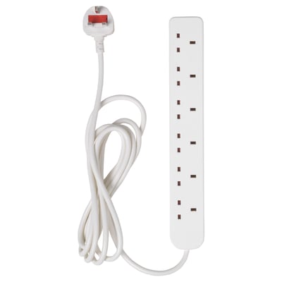 KOPPLA white surge protector, 4 outlets, 1. 5m cable.