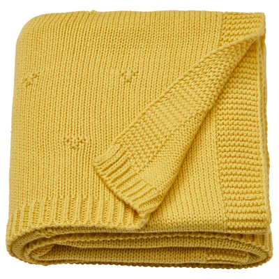 LEN Blanket, yellow/knitted, 70x90 cm