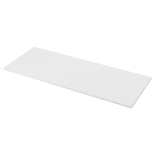 A white LILLTRÄSK worktop. Its rectangular, made of laminate over particleboard, and designed for easy cleaning and durability.