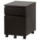 Black MALM mobile storage unit with 2 drawers, modern design on castors.