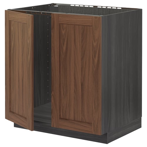 METOD walnut kitchen cabinet, rectangular, wooden look finish, two doors.
