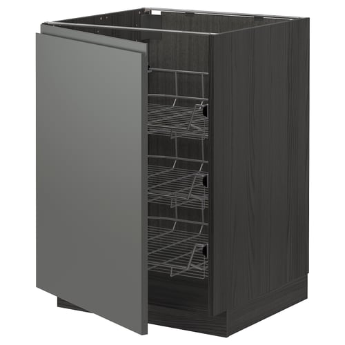 METOD kitchen cabinet, dark grey, wire shelves, right-sided door.