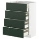 Modern METOD kitchen unit with 4 green drawers.