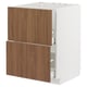 Modern walnut METOD kitchen cabinet with smooth drawers and clean design.