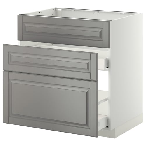 Ikea METOD kitchen unit, grey, three drawers, modern design.