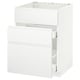 A white METOD kitchen cabinet with two drawers and a pull-out shelf. The clean, modern design smooth, integrated handles.