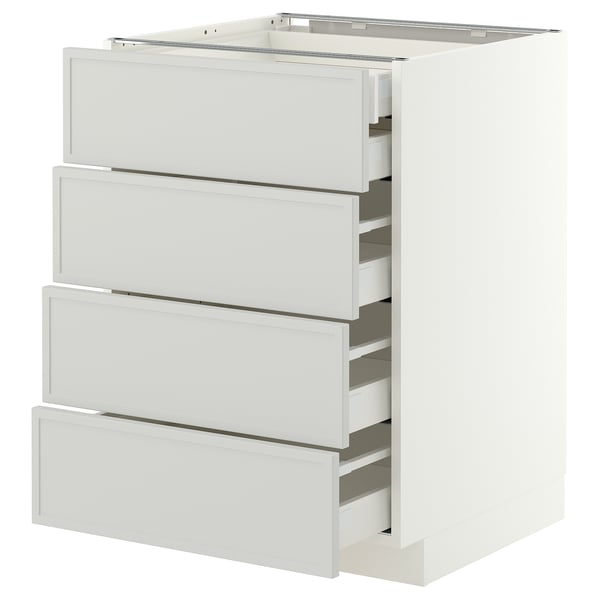 METOD / MAXIMERA Base cb 4 frnts/2 low/3 md drwrs, white/Aspudden light grey, 60x60 cm