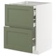 A METOD kitchen cabinet in grey-green with multiple drawers.