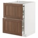 Walnut-colored METOD kitchen cabinet with two drawers.