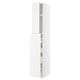 White tall kitchen cabinet from IKEAs METOD system. Sleek design with multiple shelves for storage.