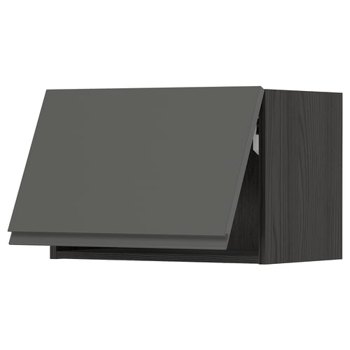 Dark grey modern kitchen unit with flat door and integrated handles.