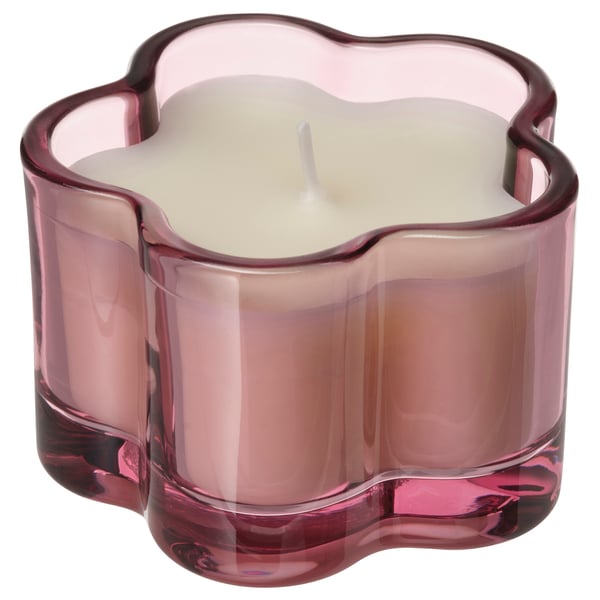 MORKULLA Scented candle in glass, Lilac assorted colours, 12 hr