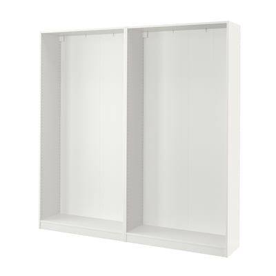 White ikea PAX wardrobe frame - modern, rectangular with multiple compartments.
