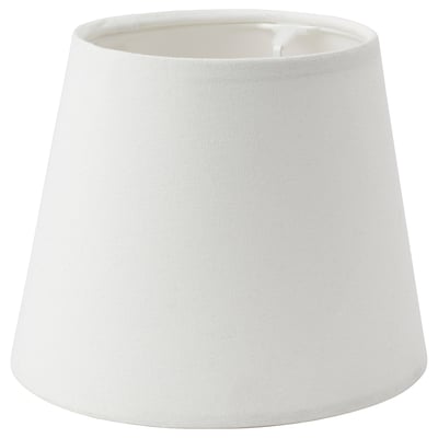 White SKOTTORP lamp shade, conical shape, fabric design.