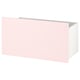 A light pink SMÅSTAD storage box on castors, with a sleek and modern design.