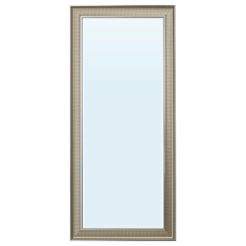 SONGE silver mirror, rectangular, vintage design, hangs vertically or horizontally.