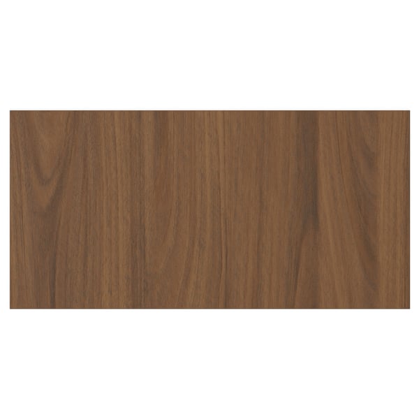 Brown wood panel, rectangular, smooth surface, walnut finish.