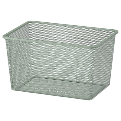 A TROFAST mesh storage box in green, made of steel with epoxy/polyester coating, rectangular shaped.