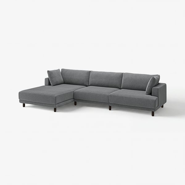 UPPÅKRA sectional sofa in grey has modern design, deep cushions, sturdy wood legs, and can be rearranged for versatile seating.