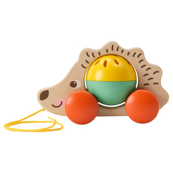 Wooden toy hedgehog, UPPSTÅ, for kids to pull & learn.
