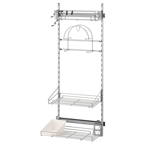 Silver UTRUSTA organiser: pull-out shelves & adjustable sections for easy storage & access
