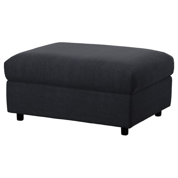 VIMLE grey fabric footrest, square with black legs.