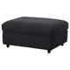 Dark grey VIMLE footstool, square, upholstered fabric, wooden legs.