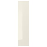 VOXTORP: beige glossy cabinet door, sleek design, easy-clean surface.