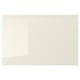 VOXTORP beige high-gloss kitchen cabinet with integrated handles.
