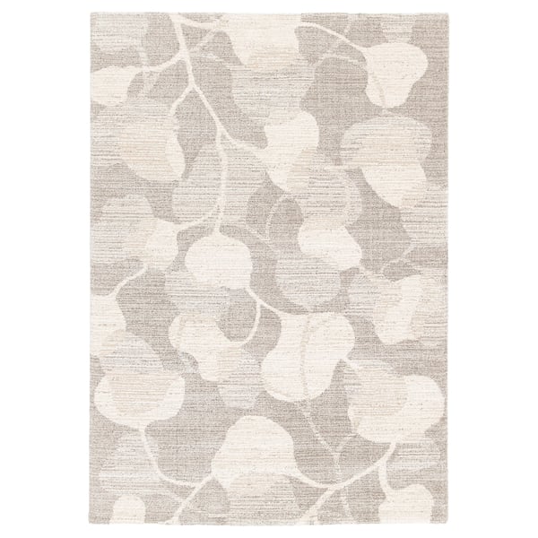 ÄLSKEGRAS Rug, low pile, grey beige/leaf pattern, 160x230 cm