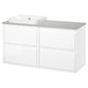 ÄNGSJÖN / BACKSJÖN Wash-stand/wash-basin, high-gloss white/grey stone effect, 122x49x71 cm